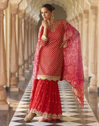 Umaira Crimson full work gharara suit set