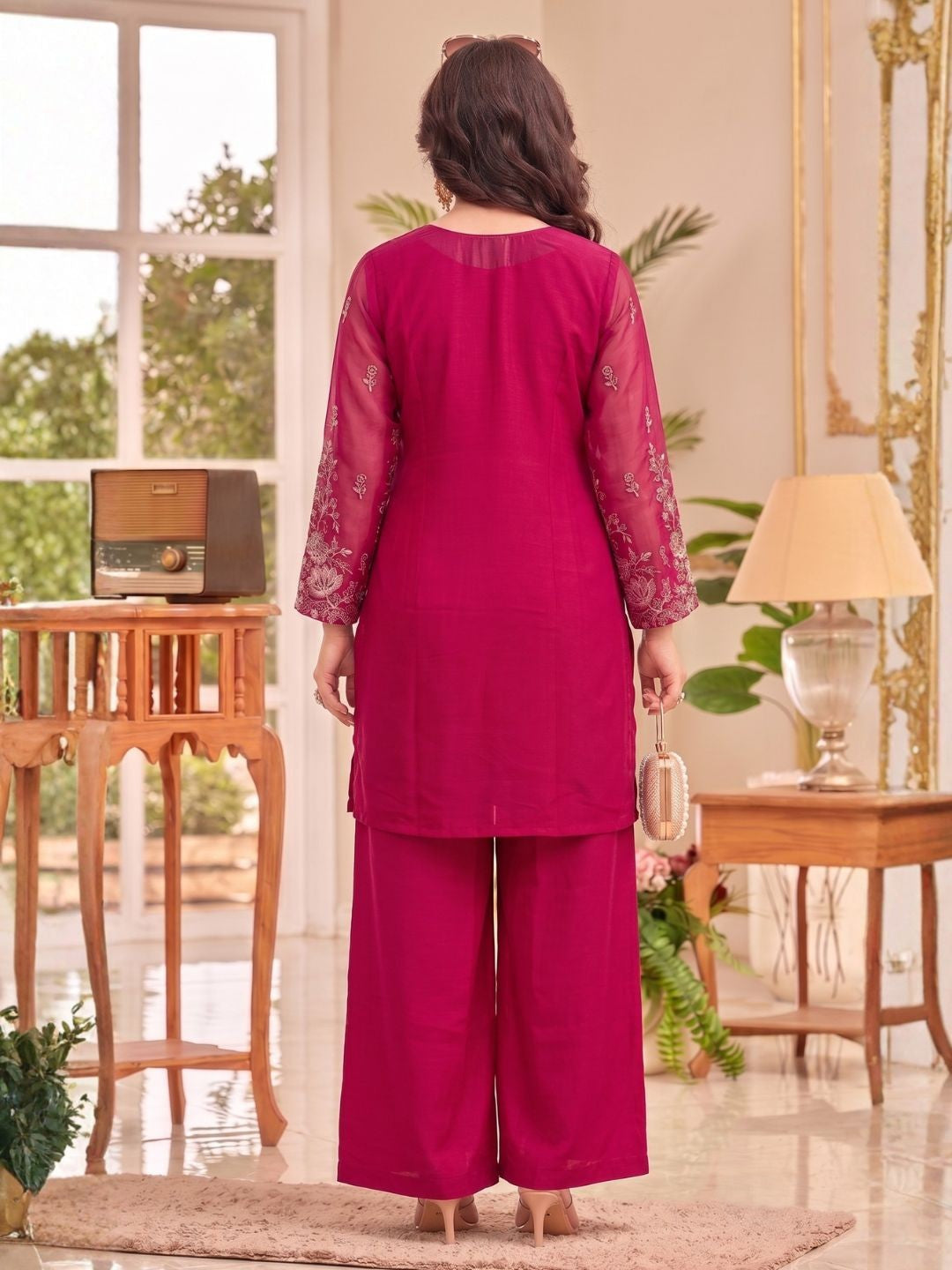 Gaurisha Merlot Embroidery Premium Co-ord Set