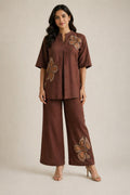 Drona russet embroidery cotton co-ord set