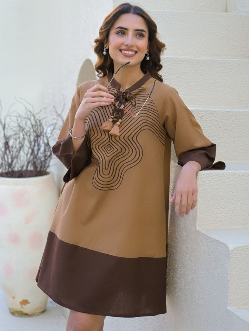 Tatva peanut cotton dress