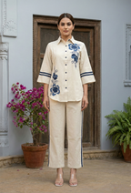 Ridhika Hibis embroidery cotton coord set