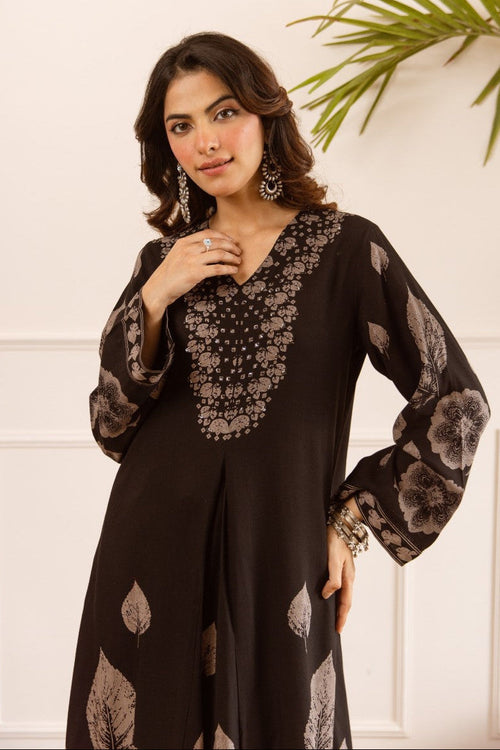 Karen coal printed cotton kurta pant set