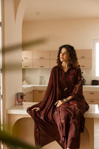 Karen chestnut embroidery cotton suit set