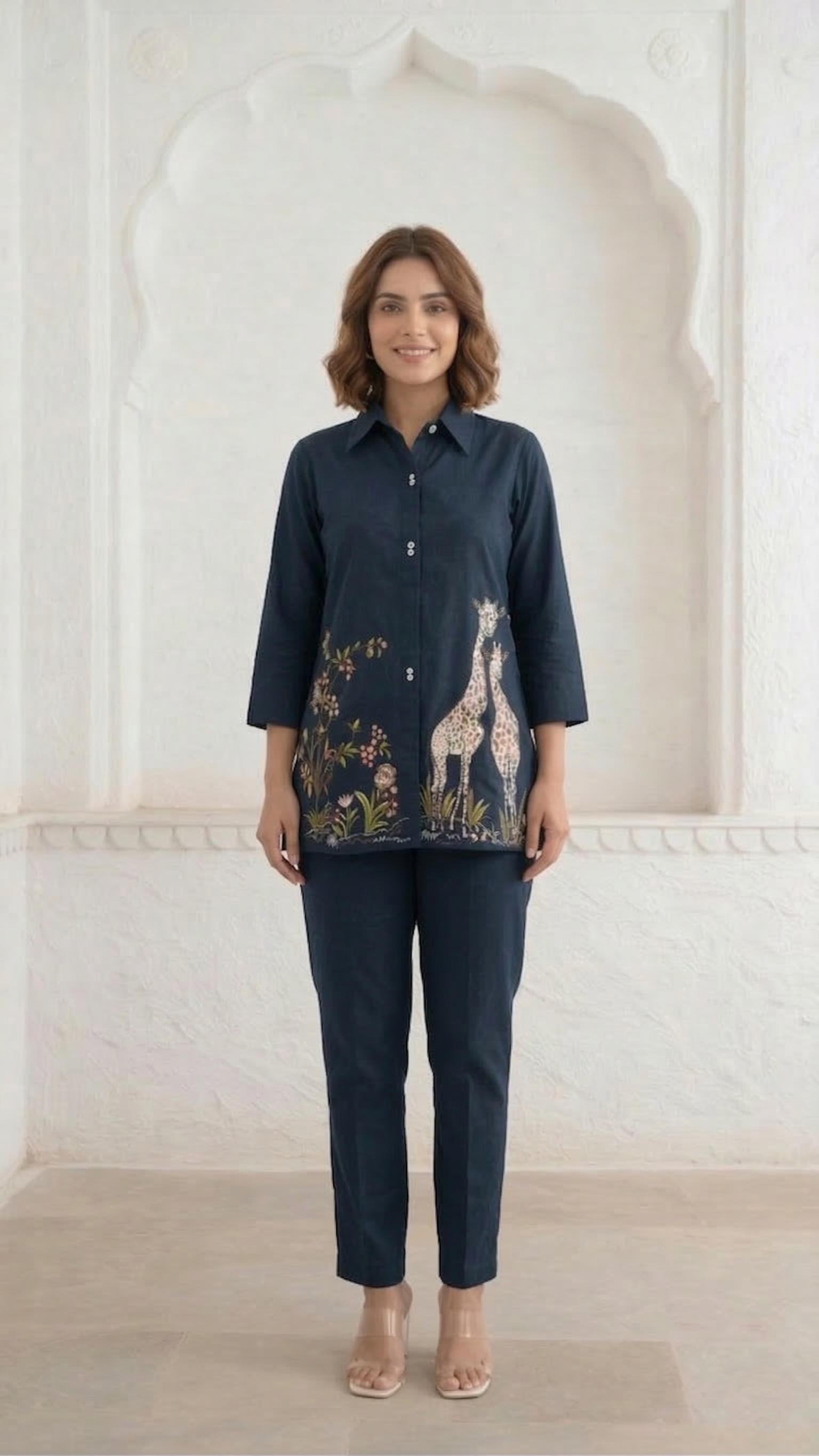 Gaur azure embroidery cotton co-ord set