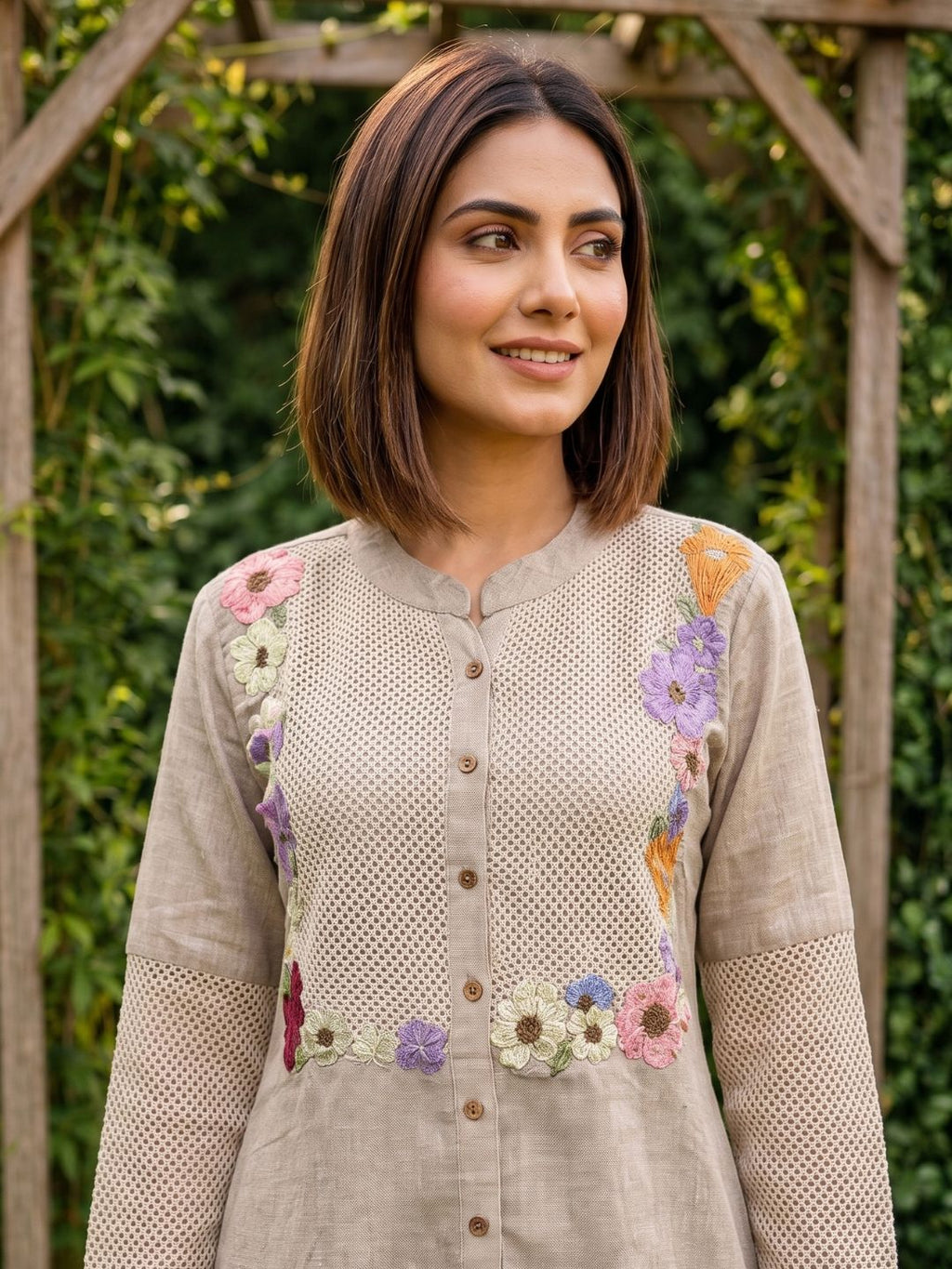 Sushi flora embroidery cotton co-ord set