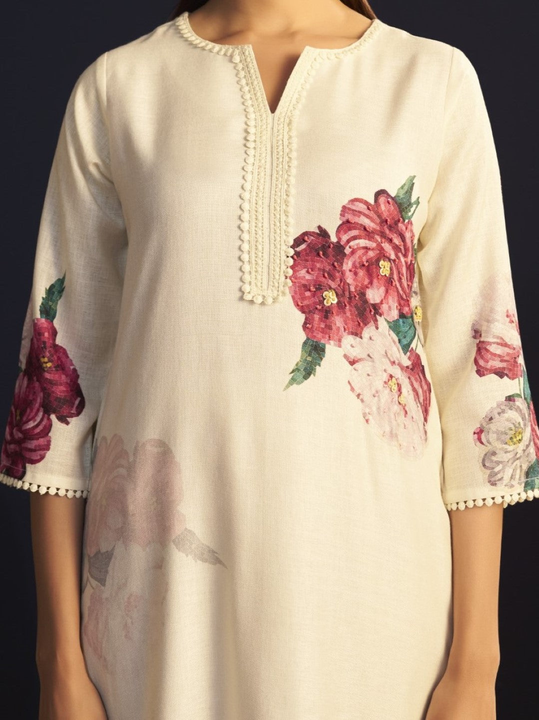 Itrh carnation cotton linen suit set