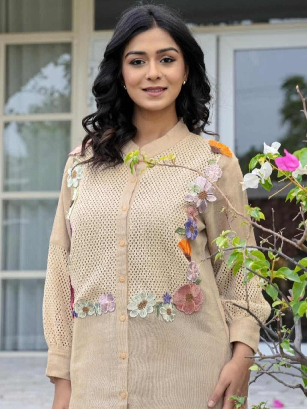 Opela Tan embroidery Co-ord Set