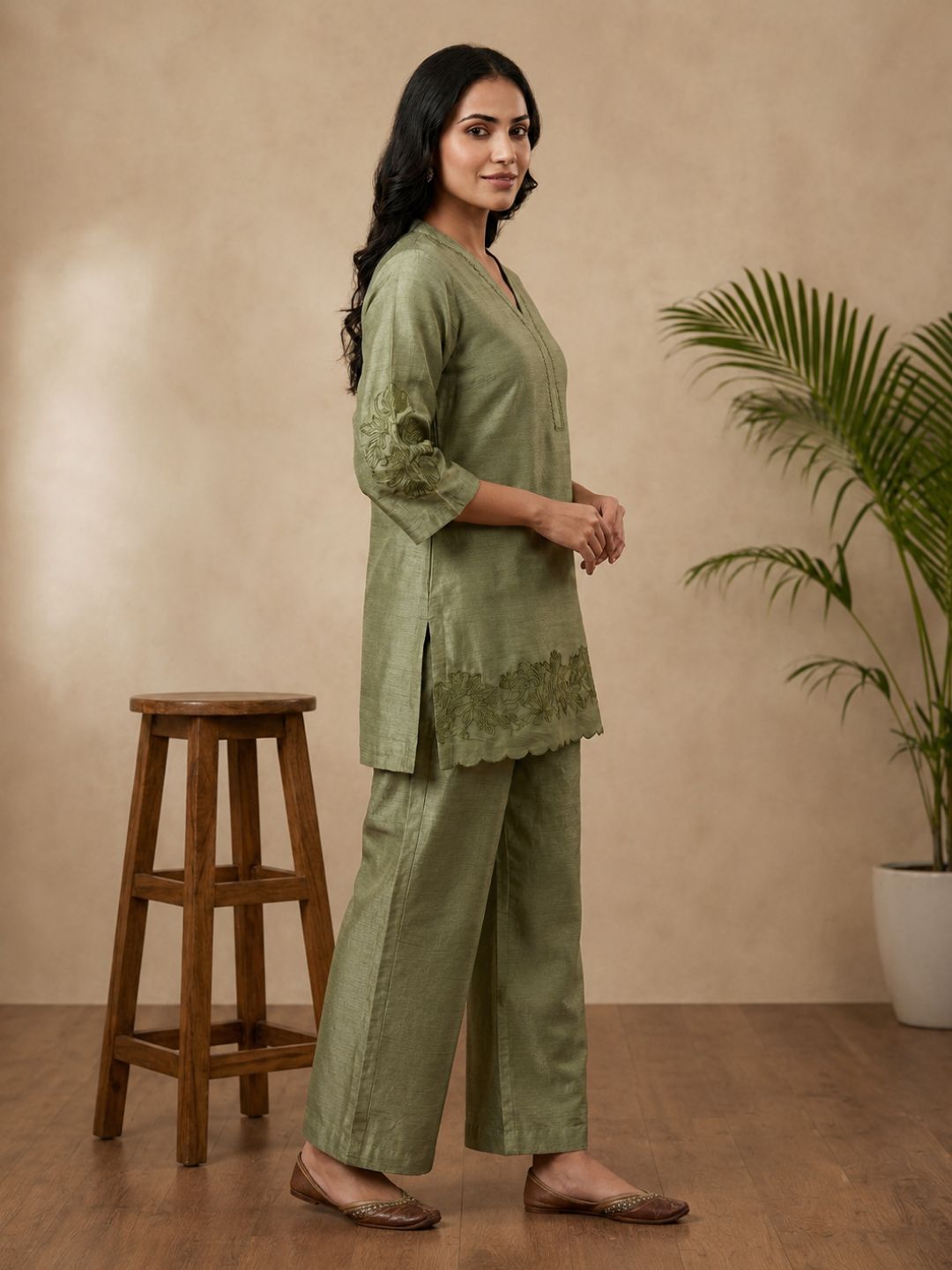 Prisha moss embroidery cotton co-ord set
