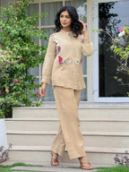 Opela Tan embroidery Co-ord Set