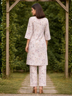 Bindiya Pearl Linen Printed Kurta Pant Set