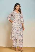 Bindiya Pearl Linen Printed Kurta Pant Set