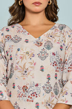 Bindiya Pearl Linen Printed Kurta Pant Set