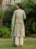 Dagdai Salmon Cotton Lawn Suit Set