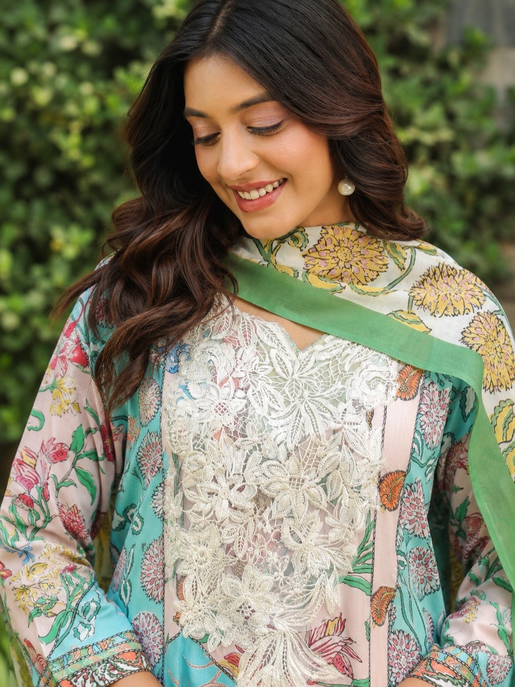 Dagdai Salmon Cotton Lawn Suit Set