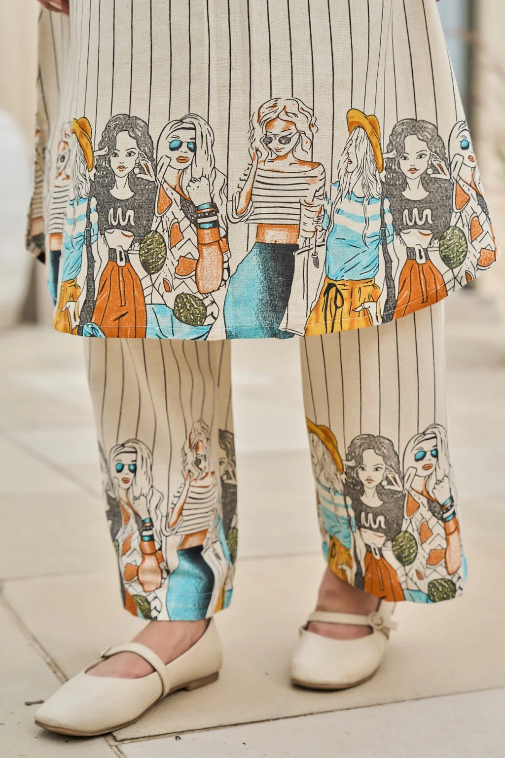 Akira vanilla cotton kurta pant set