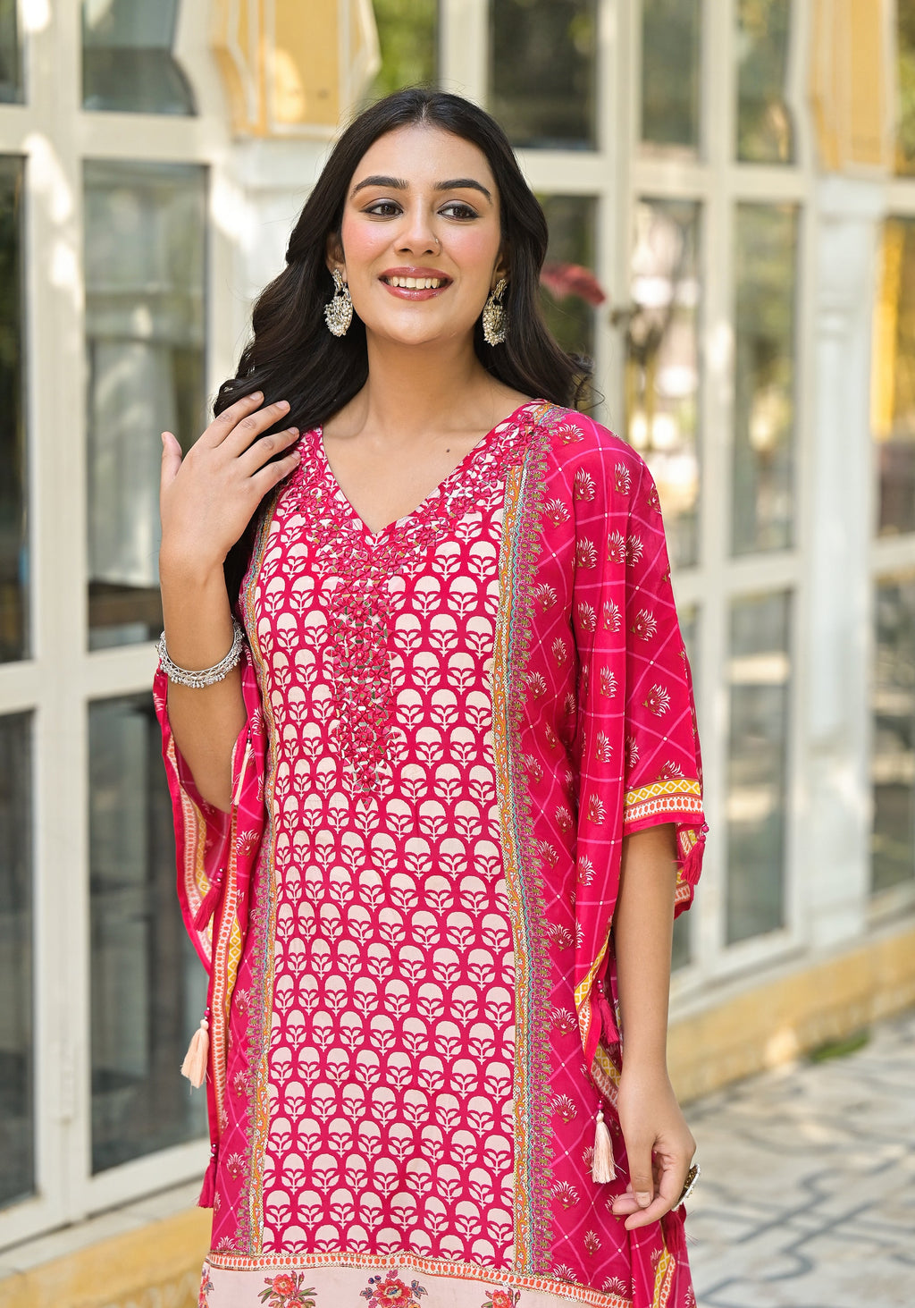 Mehna Rosewood Full Heavy Work Kaftan Pant set