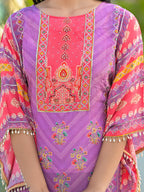 Mehna Lilac Full Heavy Work Kaftan Pant Set