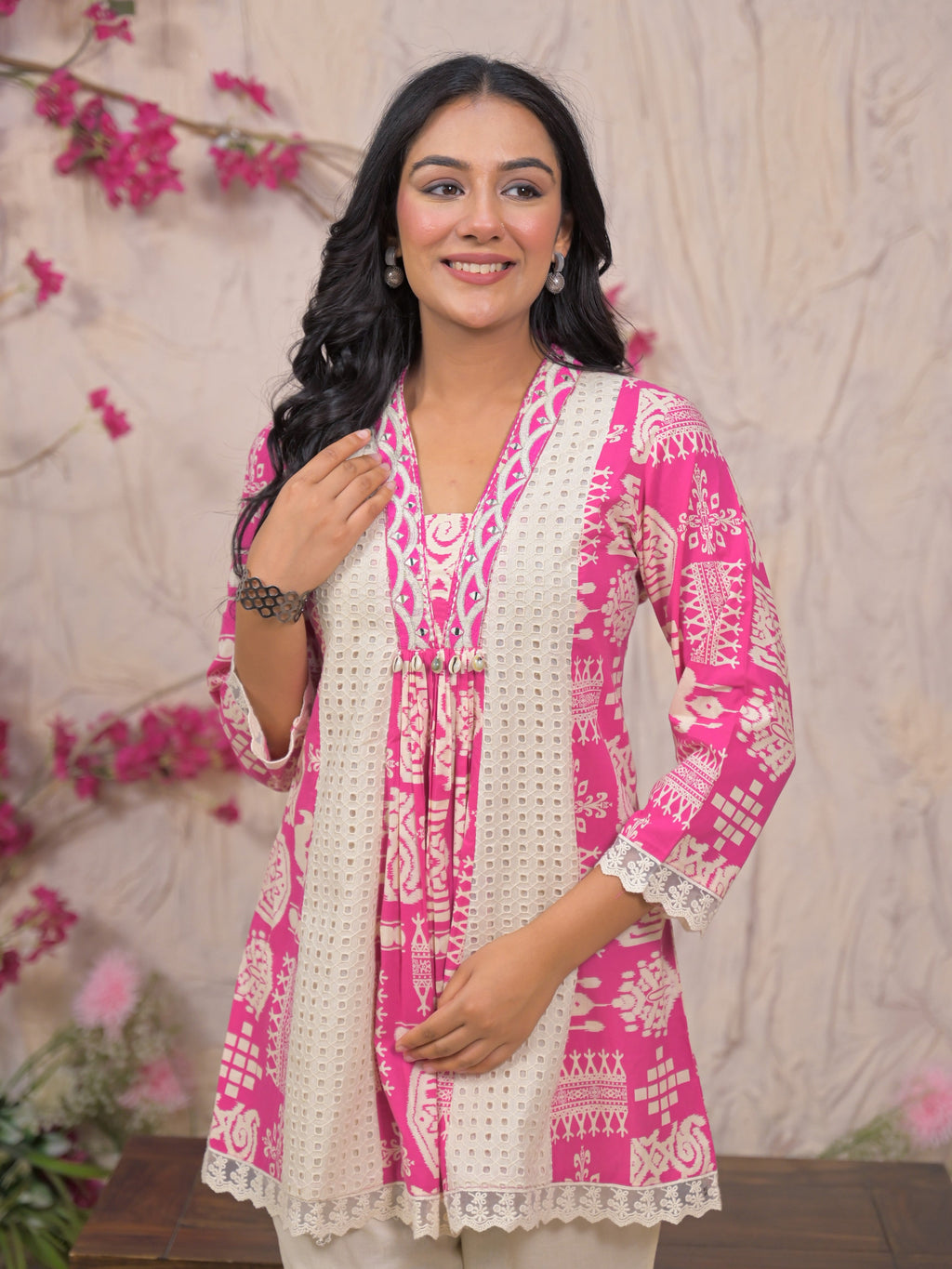Bali Softpink Schiffli Cotton Co-ord Set