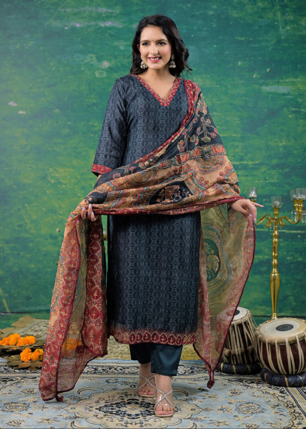 Katy Midnight Printed Suit Set