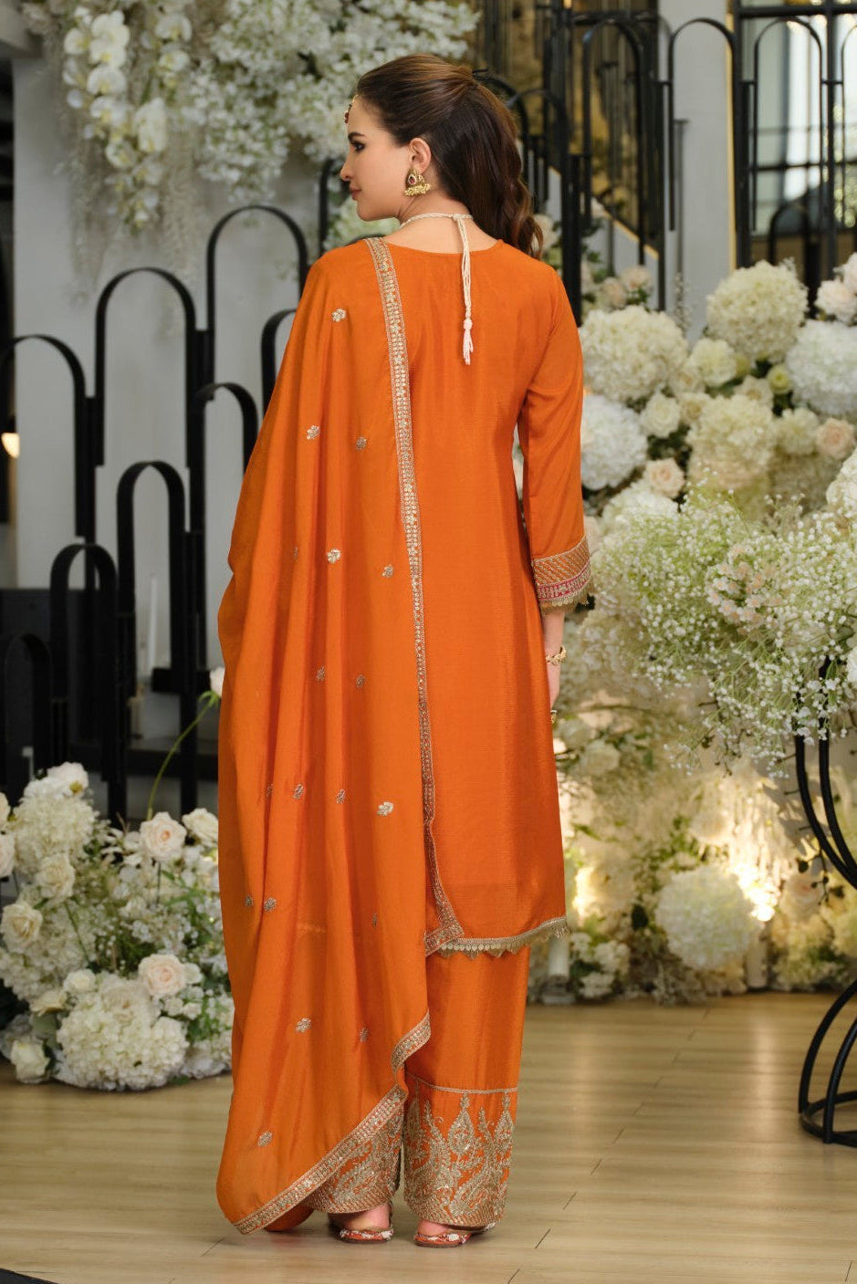 Areesa Apricot full work heavy suit set