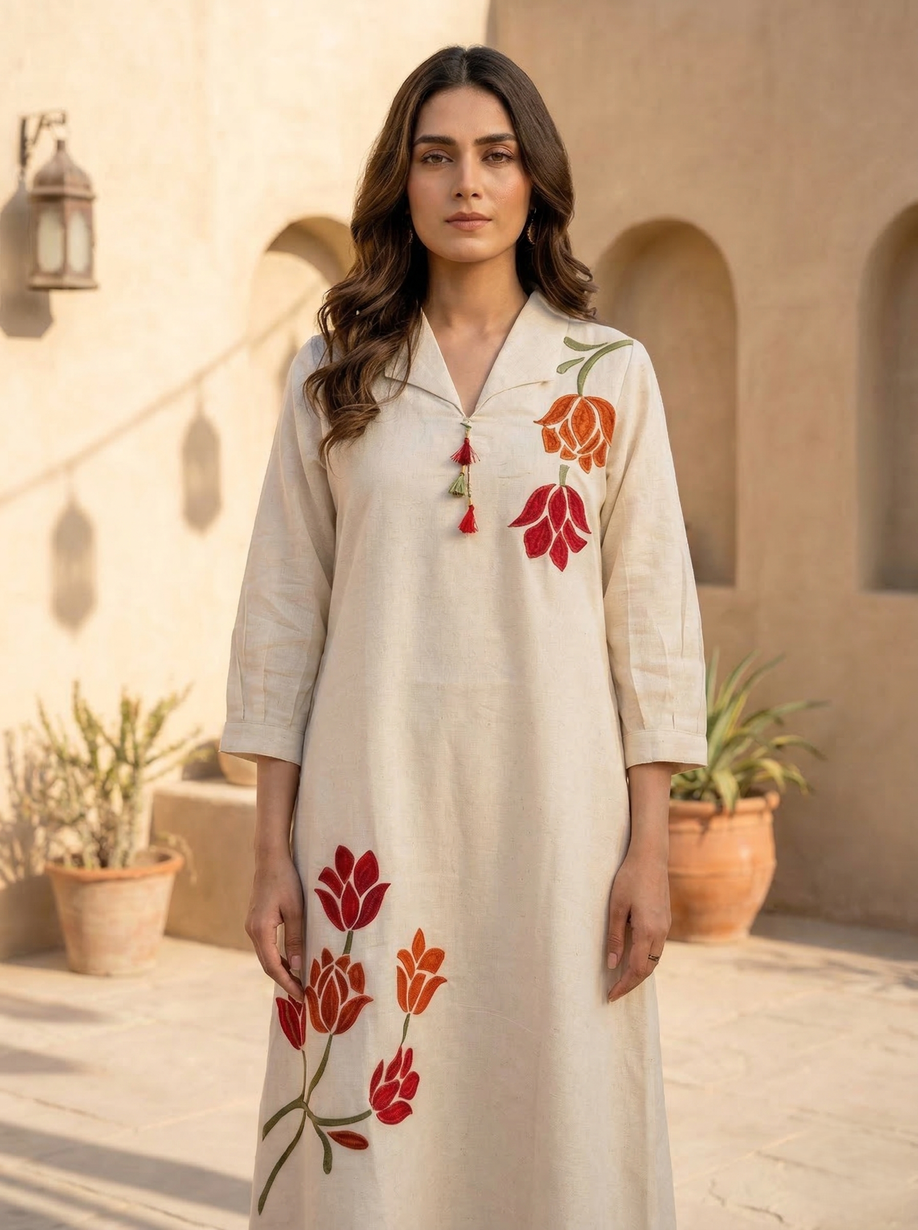 Sargi Harp embroidery Cotton kurta pant set
