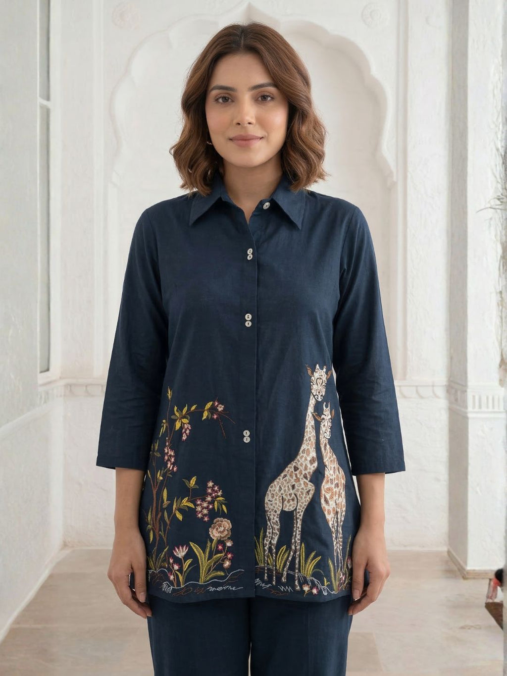 Gaur azure embroidery cotton co-ord set