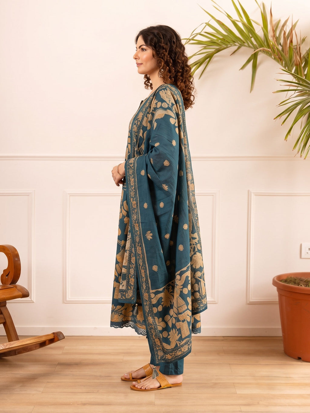 Karen sapphire cotton suit set