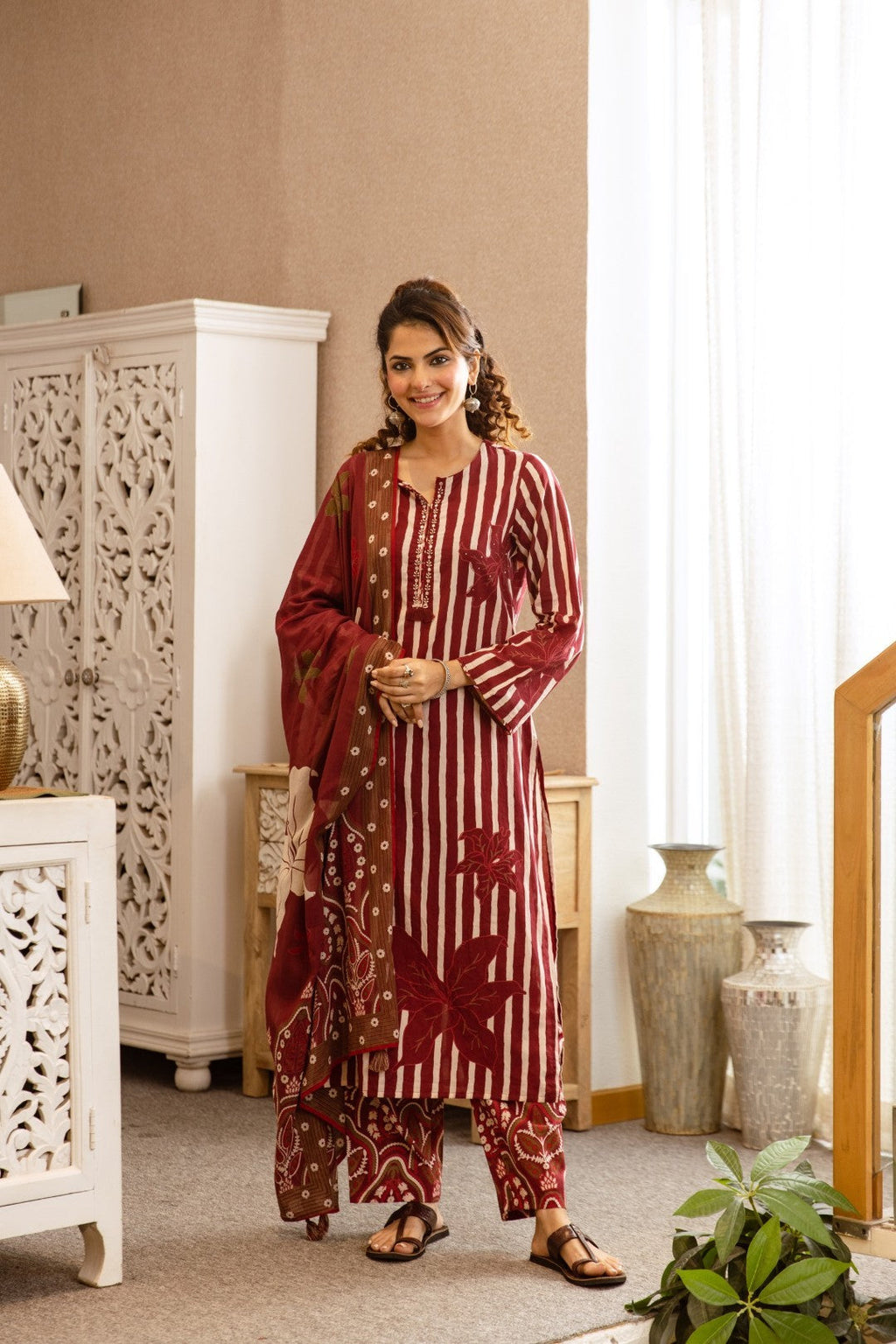 Karen auburn cotton suit set