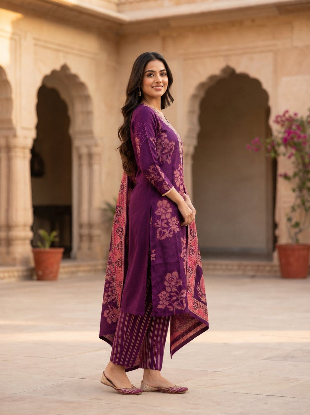 Hitakshi Orchid Printed Work Suit Set