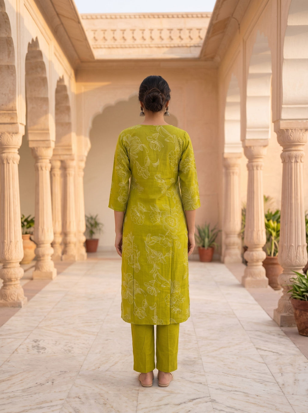 Myra Pea Printed Work Suit Set