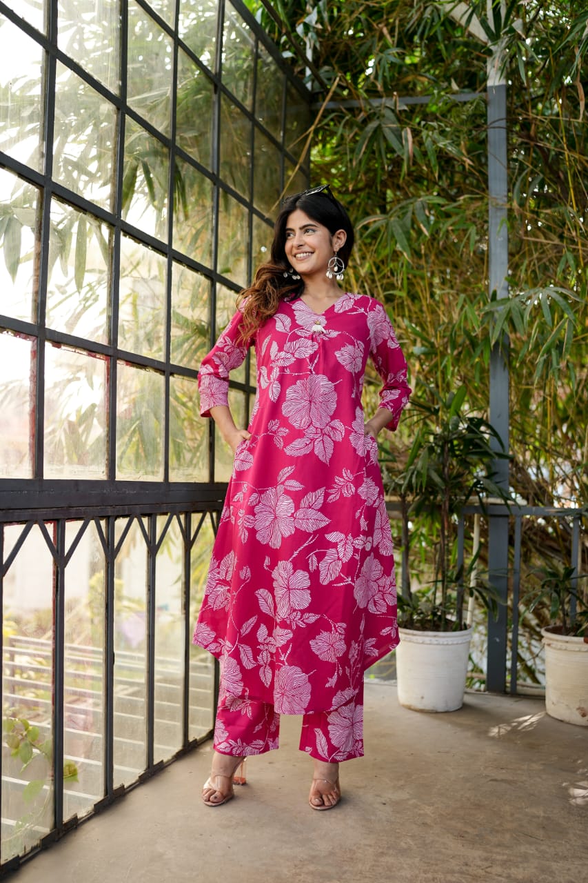Iti Rose Printed Cotton Co-ord Set