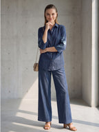 Prisha indi embroidery denim co-ord set