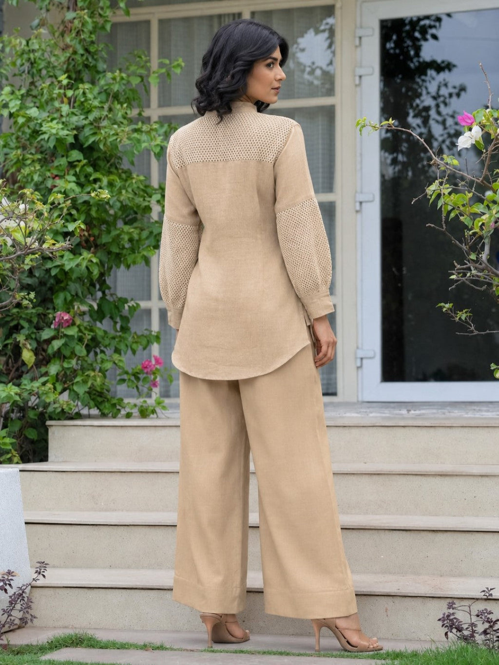 Opela Tan embroidery Co-ord Set