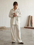 Swades cream embroidery cotton co ord set