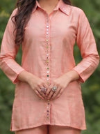 Divya Apricot Mirror Work Co-ord Set
