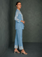 Saba SoftBlue Embroidered 3 pc Co-ord Set