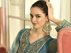 Prema hibis embroidery jacket suit set