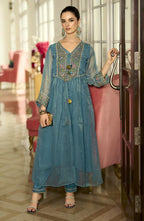Prema hibis embroidery jacket suit set