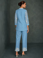 Saba SoftBlue Embroidered 3 pc Co-ord Set