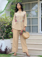 Opela Tan embroidery Co-ord Set