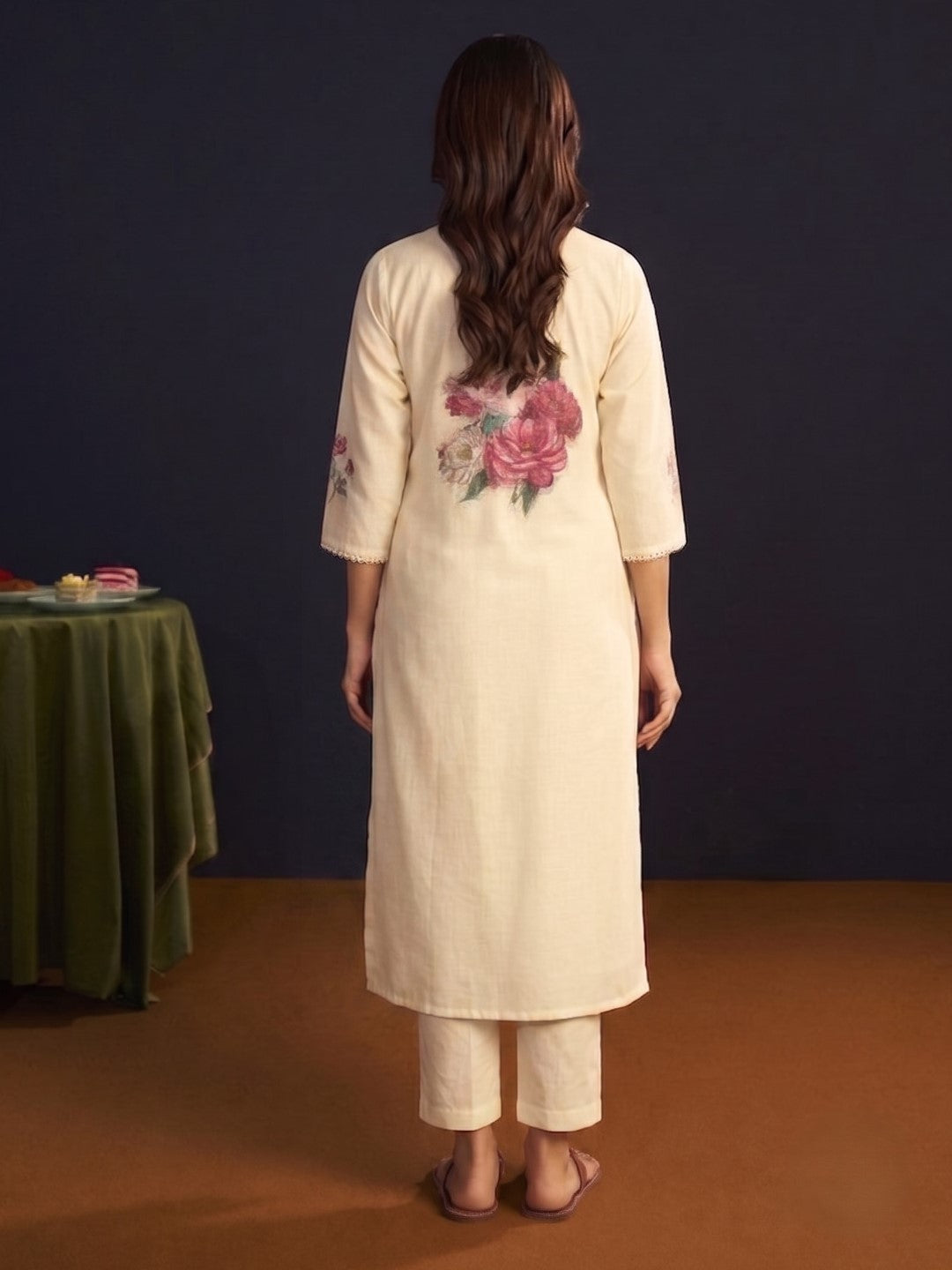 Itrh carnation cotton linen suit set