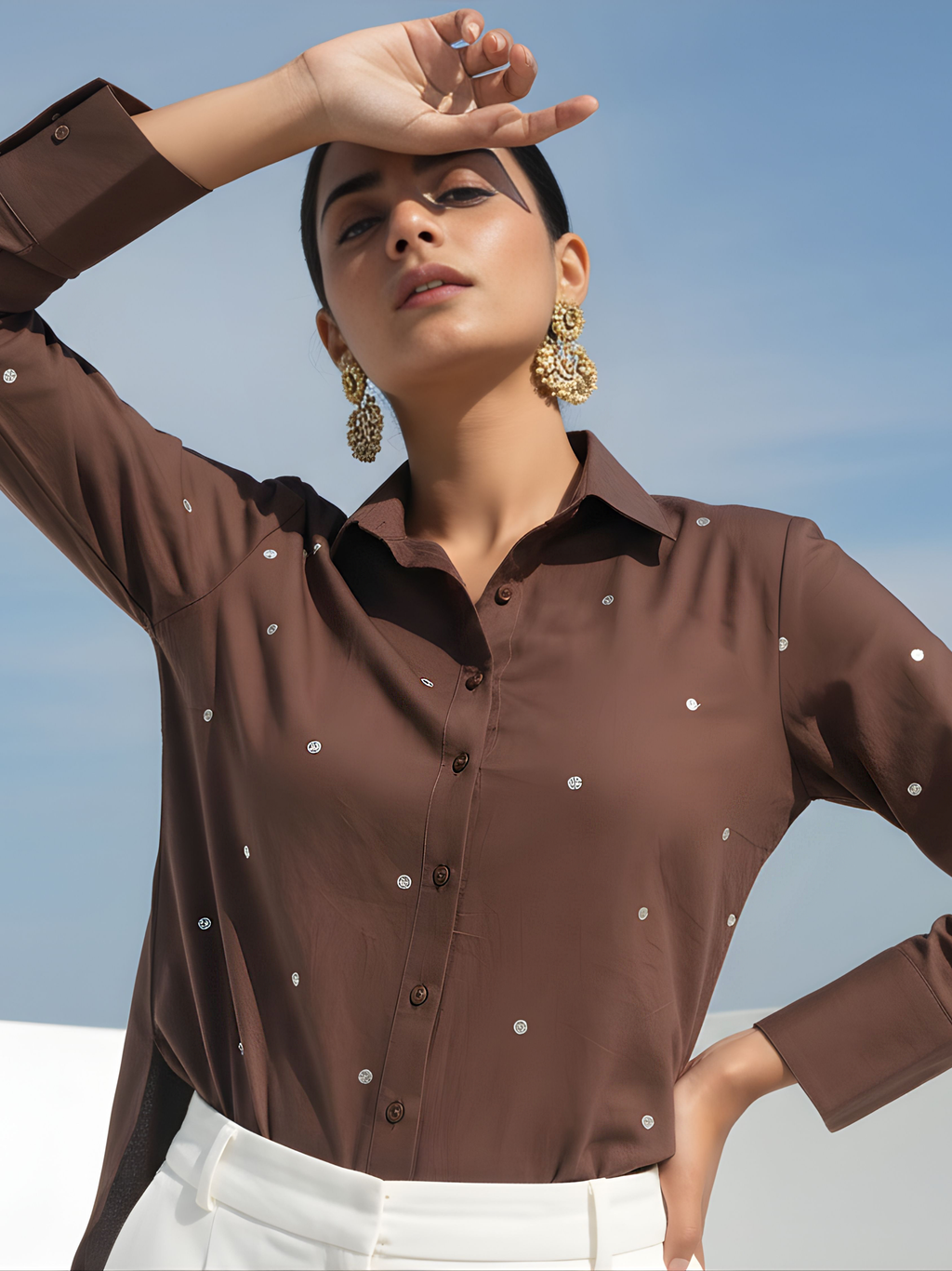 Ivanka Hazel Embroidery Cotton Shirt