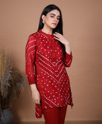 Kalindi Maroon Bandhej Co-ord Set