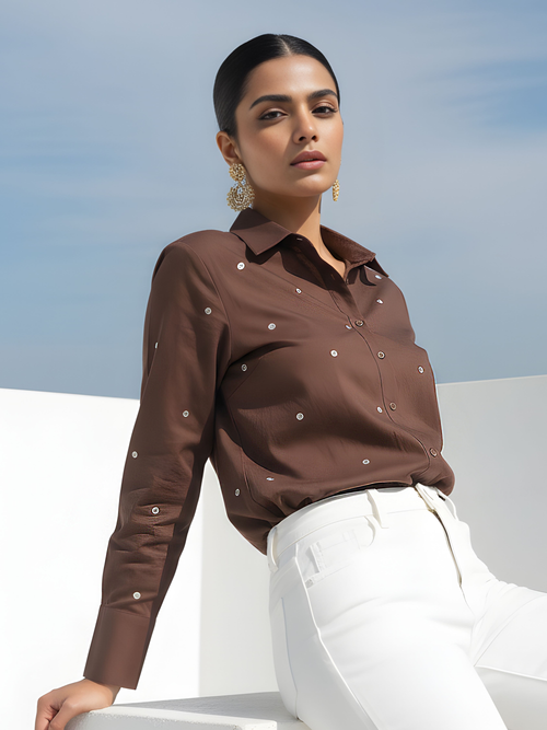 Ivanka Hazel Embroidery Cotton Shirt