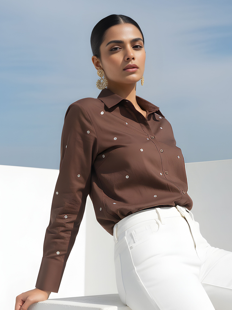 Ivanka Hazel Embroidery Cotton Shirt