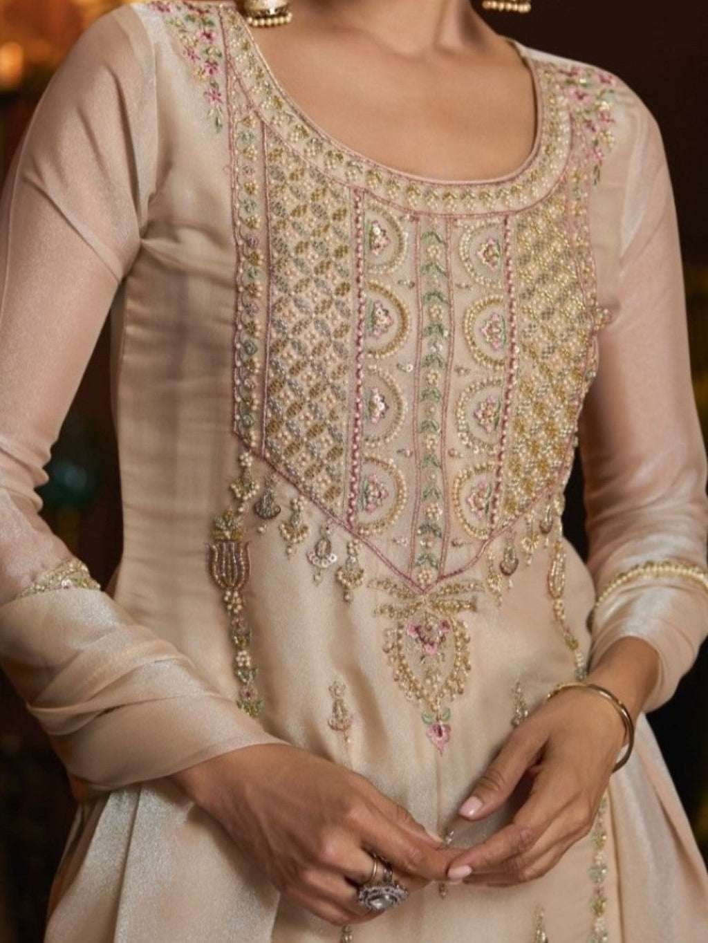 Haniya Pearl Full Work Premium Gharara Set